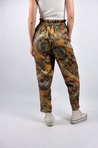 Vintage 80s/90s High Waist Boho Thai Silk Seidenhose - XS bis M