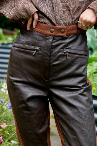 Vintage 90s High Waist Leder & Stretch Hose - S