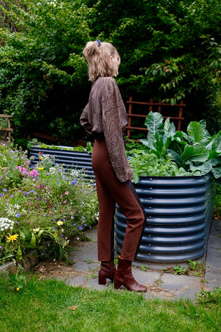 Vintage 90s High Waist Leder & Stretch Hose - S