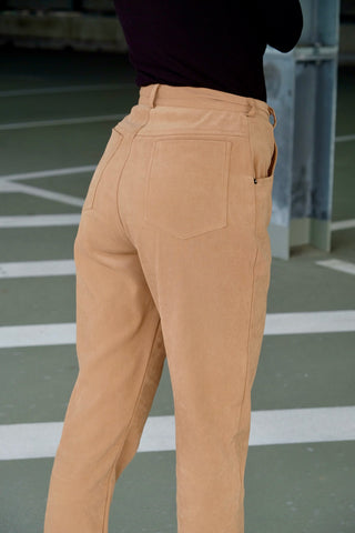 Vintage 90s High Waist Velours Hose Camel - XS