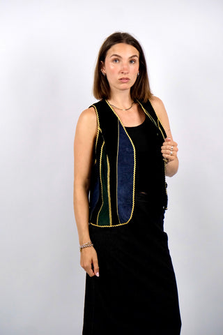 Vintage 90s Dino'z Patchwork Wildleder Weste - S/M