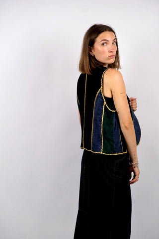 Vintage 90s Dino'z Patchwork Wildleder Weste - S/M