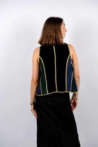 Vintage 90s Dino'z Patchwork Wildleder Weste - S/M