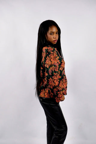 80s/90s Blazerjacke in floralem Gobelin-Design, made in France, entspricht ca. einer heutigen L – ein absolutes Highlight