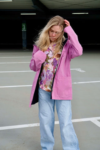 Vintage 90s Wendejacke mit Kapuze Rosa & Graublau - M