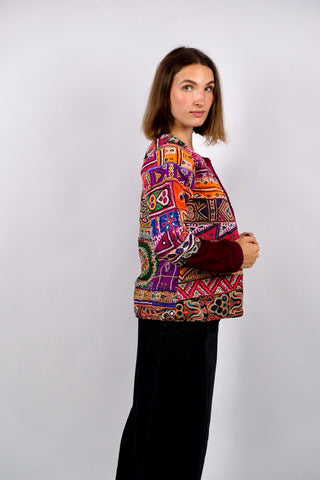 Vintage Handmade Boho Banjara Patchwork Jacke - XS