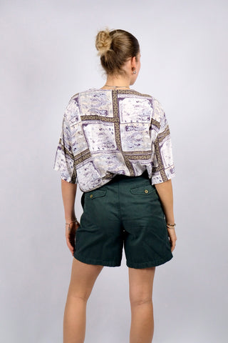 Vintage 80s/90s Boho Crazy Pattern Viskose Bluse - XL