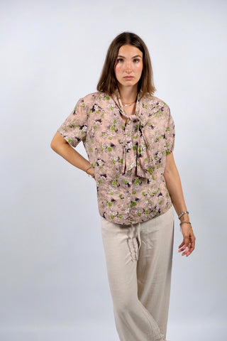 Vintage 80s/90s Handmade Blümchen Print Schluppenbluse - M/L