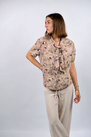 Vintage 80s/90s Handmade Blümchen Print Schluppenbluse - M/L
