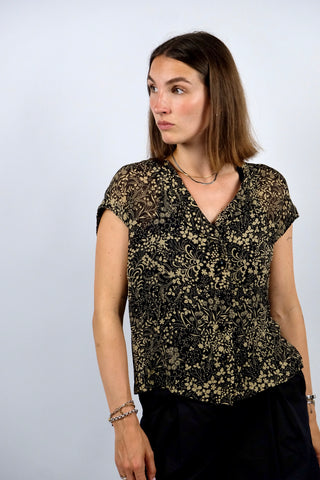 Vintage 80s/90s Boho Blümchen Print Bluse - S