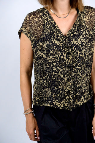 Vintage 80s/90s Boho Blümchen Print Bluse - S