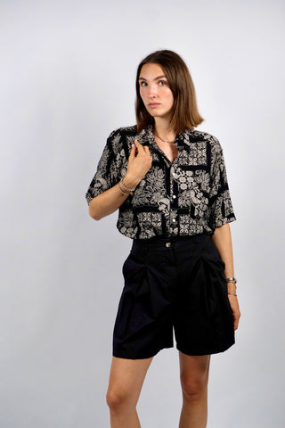 Vintage 90s Boho Crazy Pattern Viskose Hemd - M