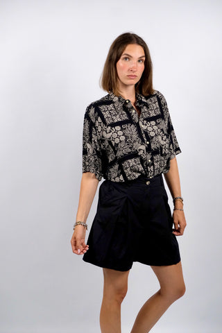 Vintage 90s Boho Crazy Pattern Viskose Hemd - M