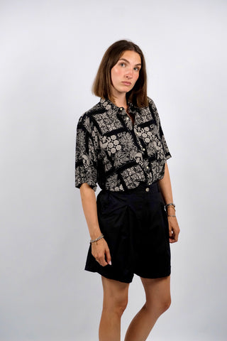 Vintage 90s Boho Crazy Pattern Viskose Hemd - M