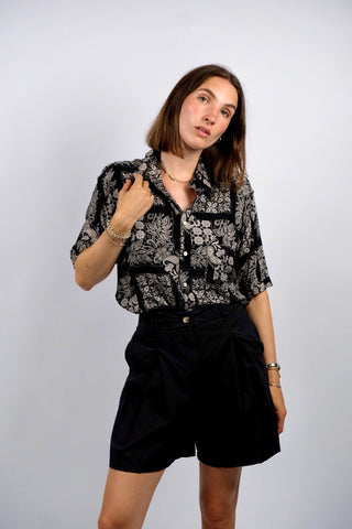 Vintage 90s Boho Crazy Pattern Viskose Hemd - M