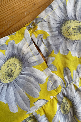 Vintage 80s Blumen Print Bomber Seidenbluse - S