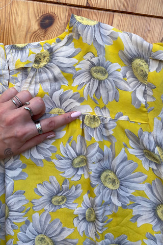 Vintage 80s Blumen Print Bomber Seidenbluse - S