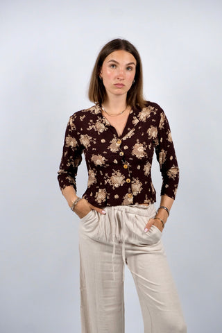 Vintage 90s/00s Blumen Print Bluse - XS/S