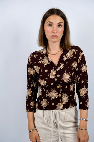 Vintage 90s/00s Blumen Print Bluse - XS/S