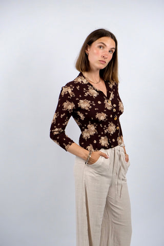 Vintage 90s/00s Blumen Print Bluse - XS/S