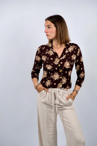 Vintage 90s/00s Blumen Print Bluse - XS/S