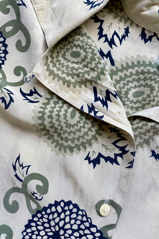 Vintage 90s Boho Crazy Pattern Seidenbluse - M/L