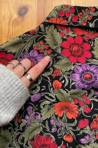 Vintage 80s/90s Blumen Print Viskose Bluse - M bis XL