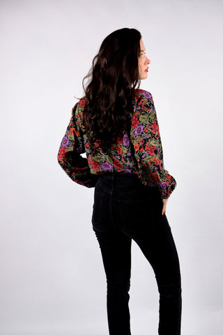 Vintage 80s/90s Blumen Print Viskose Bluse - M bis XL