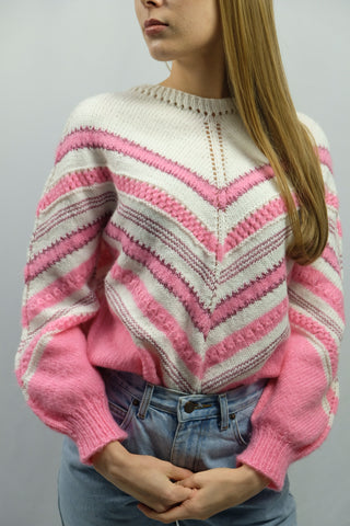 Vintage 80s Handmade Pullover Rosa Glitzer - XS/S